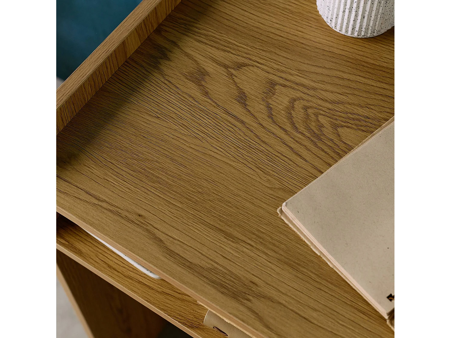 Bureau décor bois 2 casiers de rangement chêne - L 90 x P 45 x H 78 cm - Jules