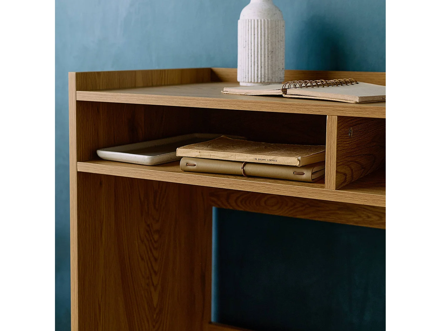 Bureau décor bois 2 casiers de rangement chêne - L 90 x P 45 x H 78 cm - Jules