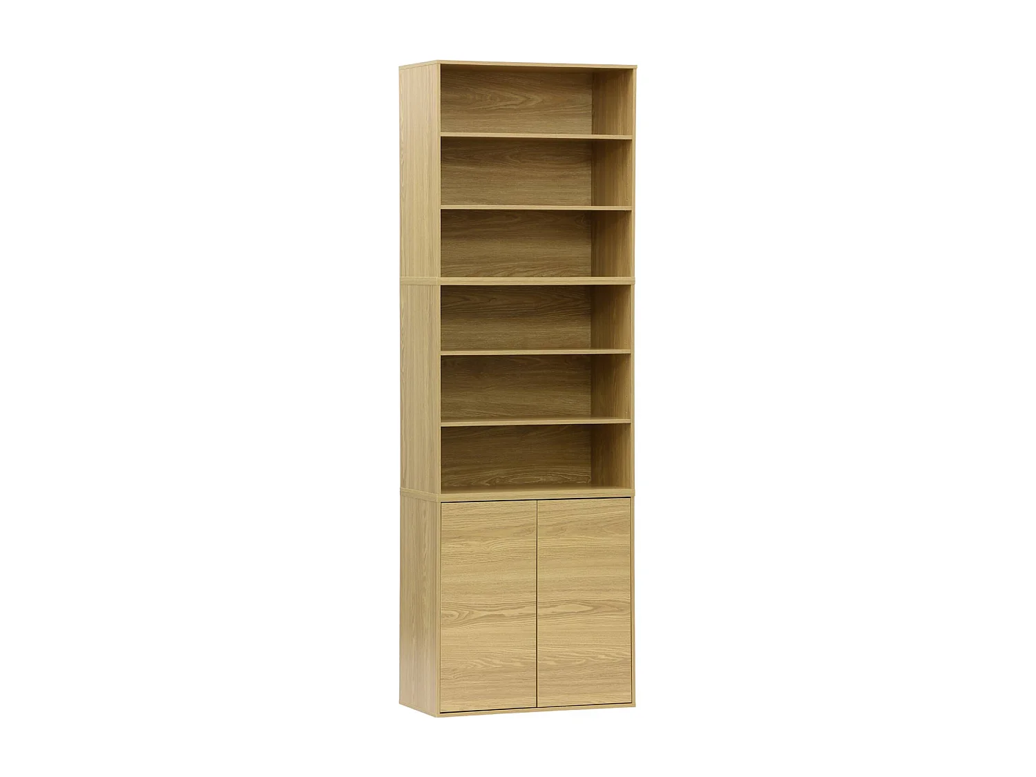 Etagère. bibliothèque modulable décor bois chêne 3 éléments - 2 portes 5 étagères L 70 x P 35 x H 210cm - Kompo