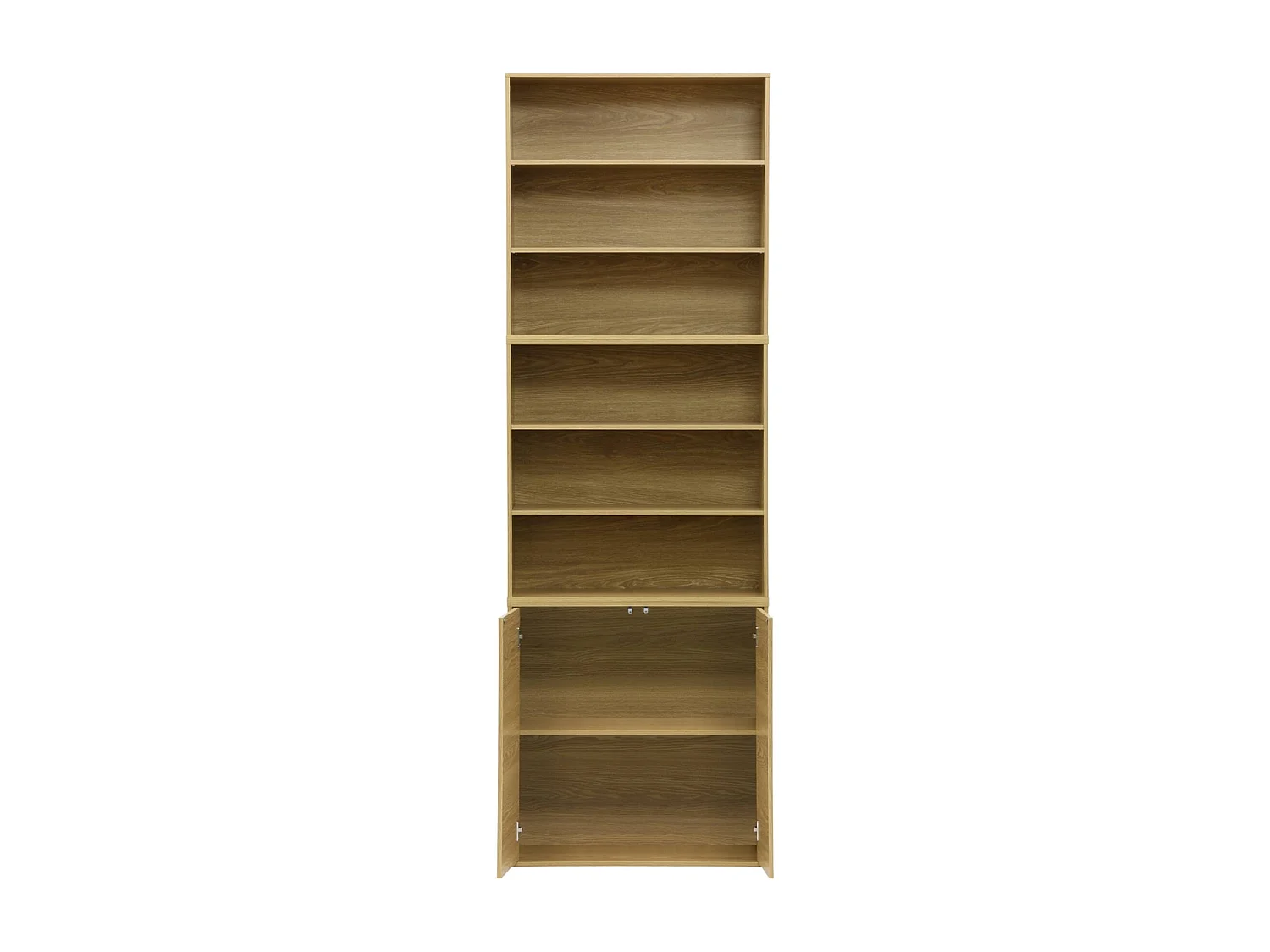 Etagère. bibliothèque modulable décor bois chêne 3 éléments - 2 portes 5 étagères L 70 x P 35 x H 210cm - Kompo