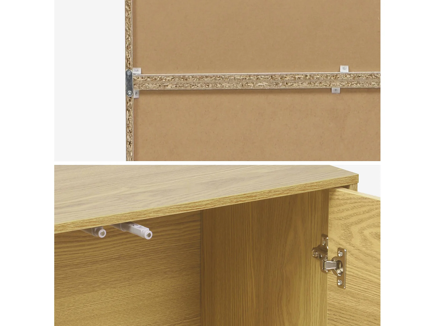 Etagère. bibliothèque modulable décor bois chêne 3 éléments - 2 portes 5 étagères L 70 x P 35 x H 210cm - Kompo