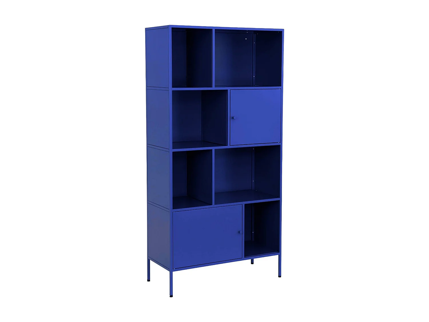 Buffet. meuble de rangement industriel métal bleu 8 compartiments. L 80 x P 35 x H 160.5cm - Oklahoma