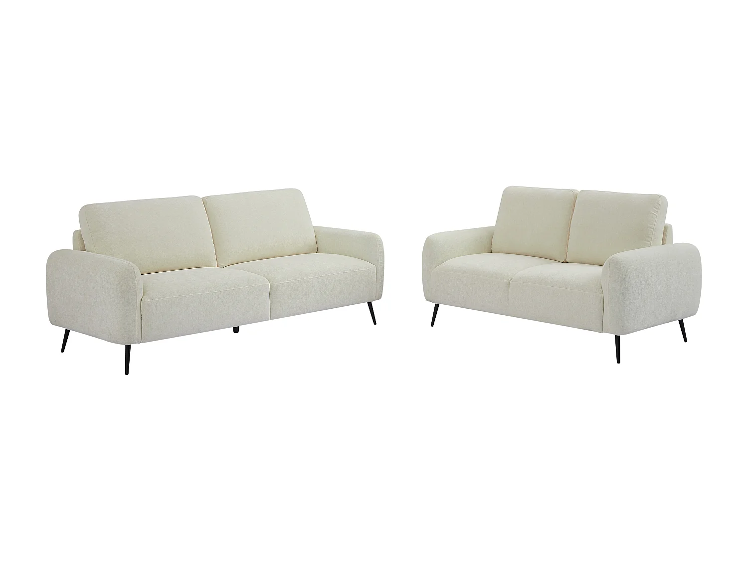Canapé 3 places et 2 places en tissu texturé blanc cassé LETROSA