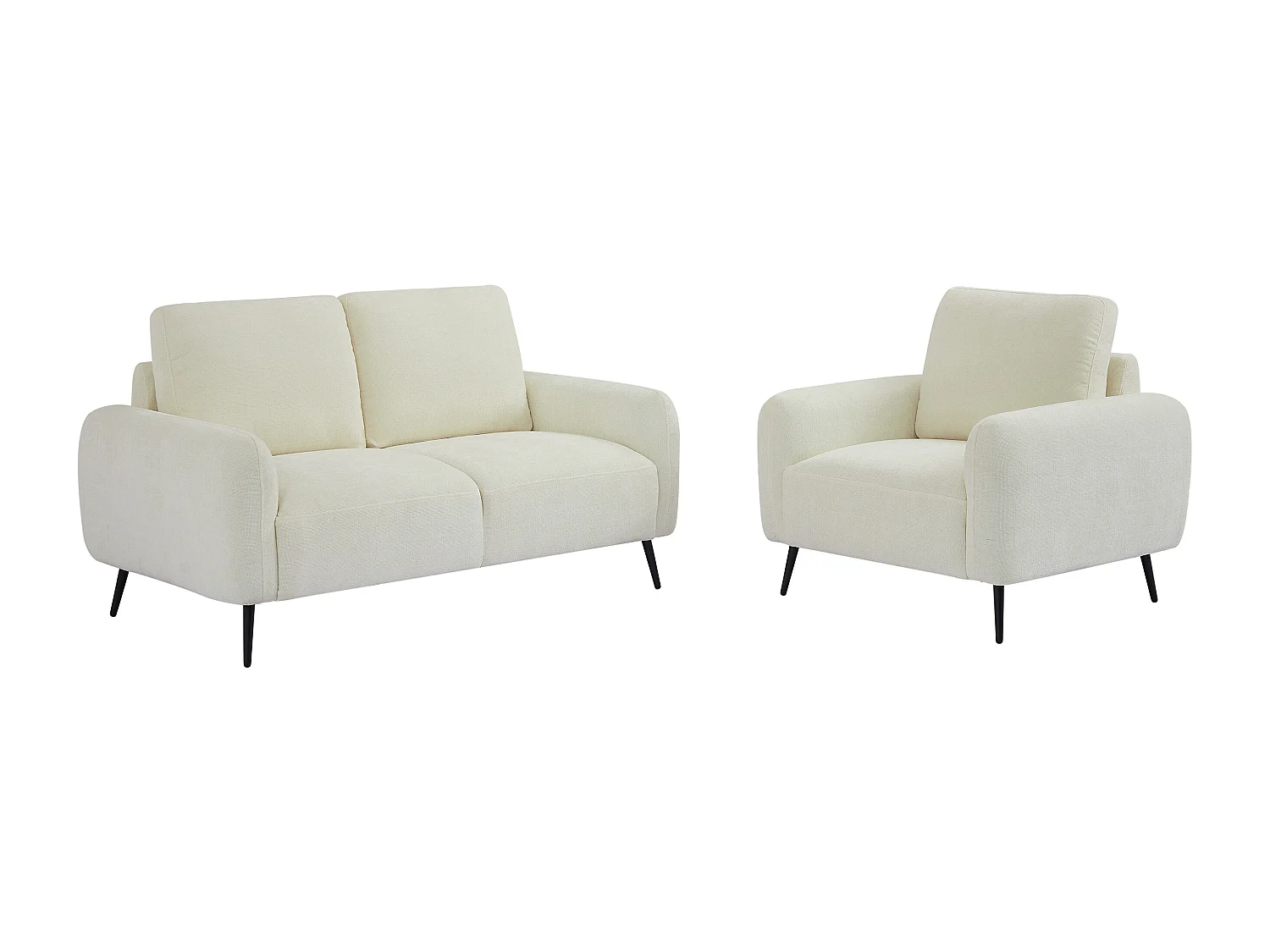 Canapé 2 places et fauteuil en tissu texturé beige LETROSA