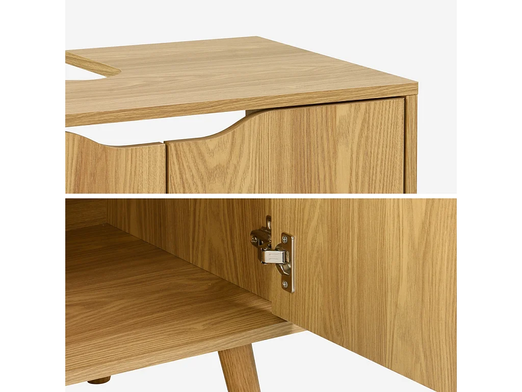 Meuble sous lavabo vintage décor bois frêne 65 x 40 x H 70 cm - Nepal