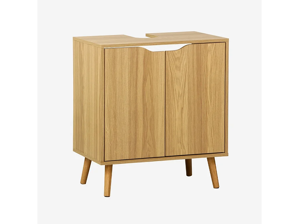 Meuble sous lavabo vintage décor bois frêne 65 x 40 x H 70 cm - Nepal