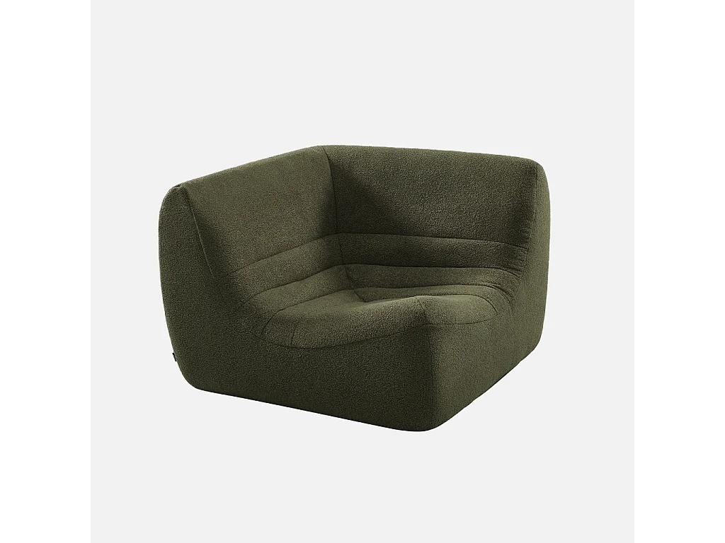 Sofá esquinero modular con reposapiés de borreguito texturizada, 7