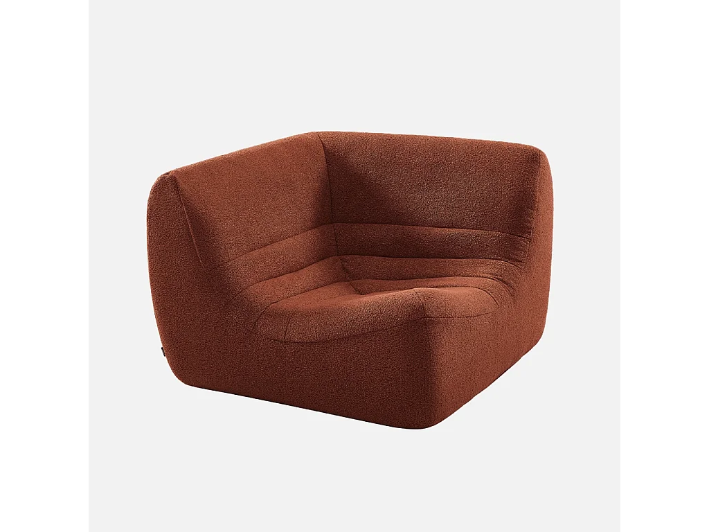 Sofá esquinero modular con reposapiés de borreguito texturizada, 7