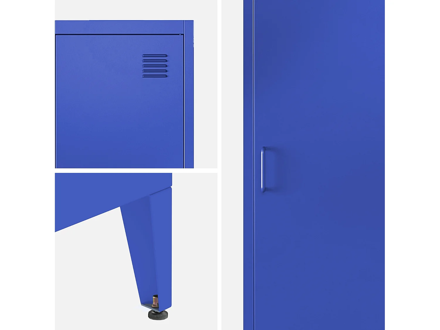 Armoire chambre en acier bleu 4 espaces de rangement. casier