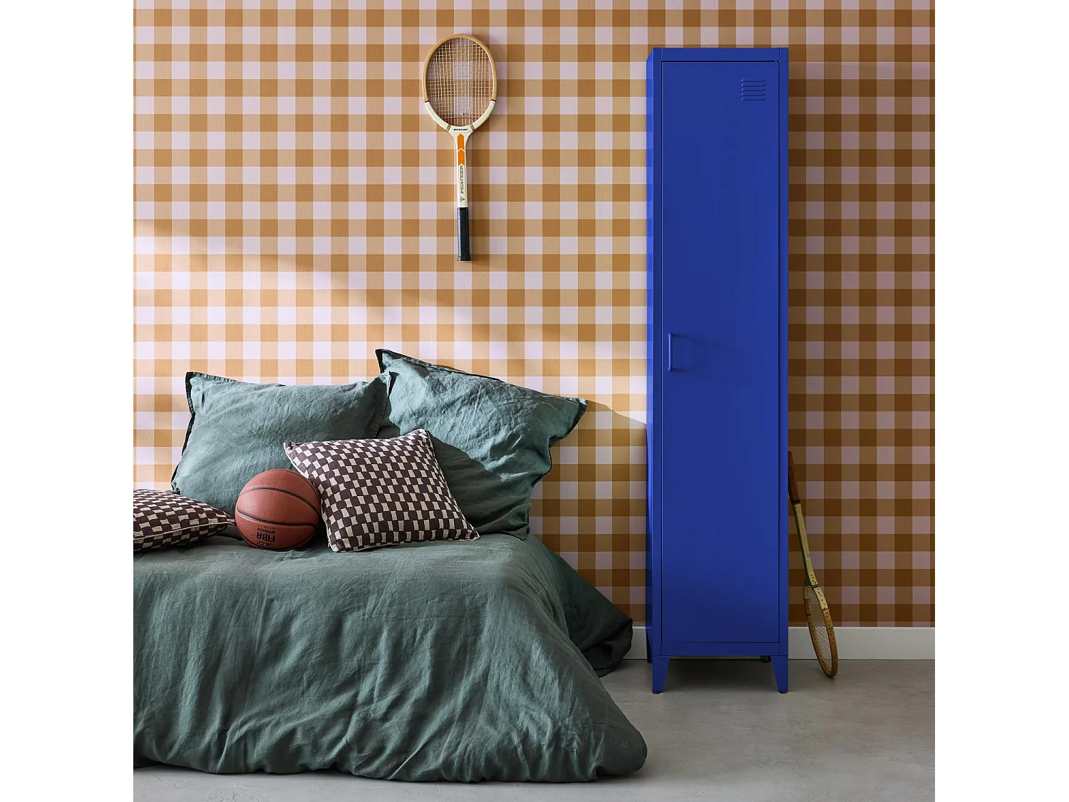 Armoire chambre en acier bleu 4 espaces de rangement. casier