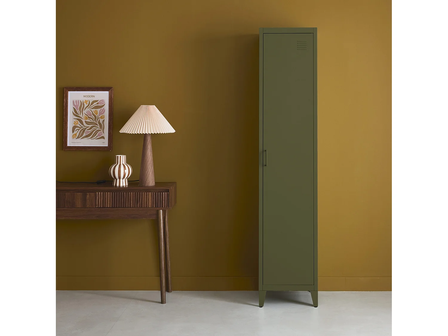 Armario dormitorio industrial con 4 espacios de almacenamiento verde