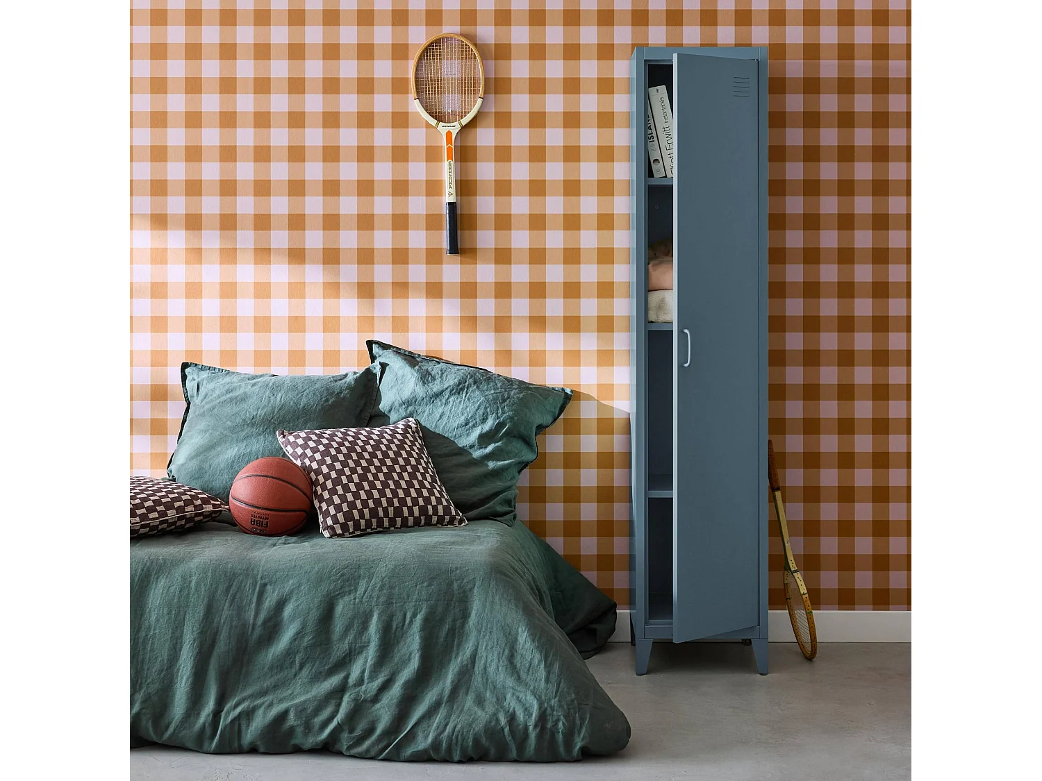 Armoire chambre en acier bleu 4 espaces de rangement. casier