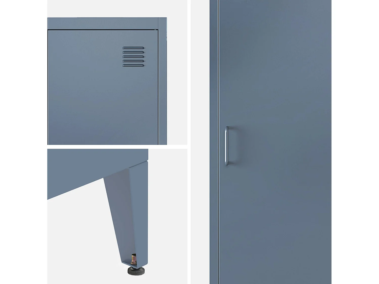 Armoire chambre en acier bleu 4 espaces de rangement. casier