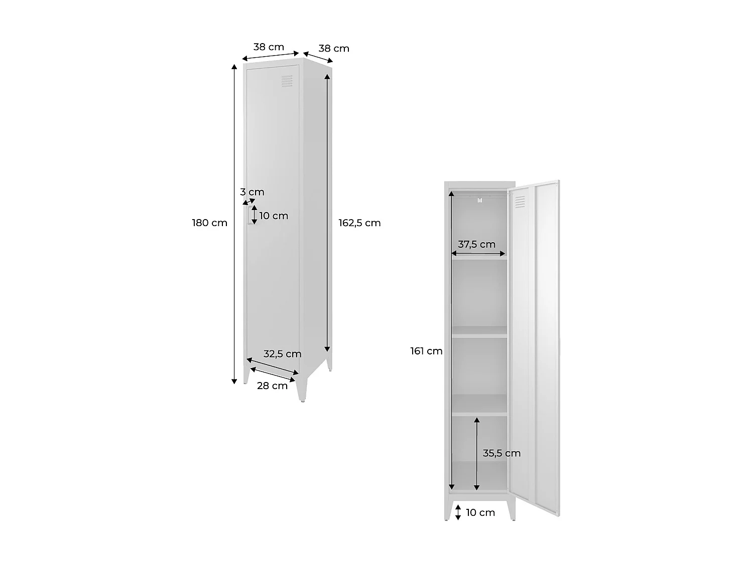 Armoire chambre en acier rose. 4 espaces de rangement. casier
