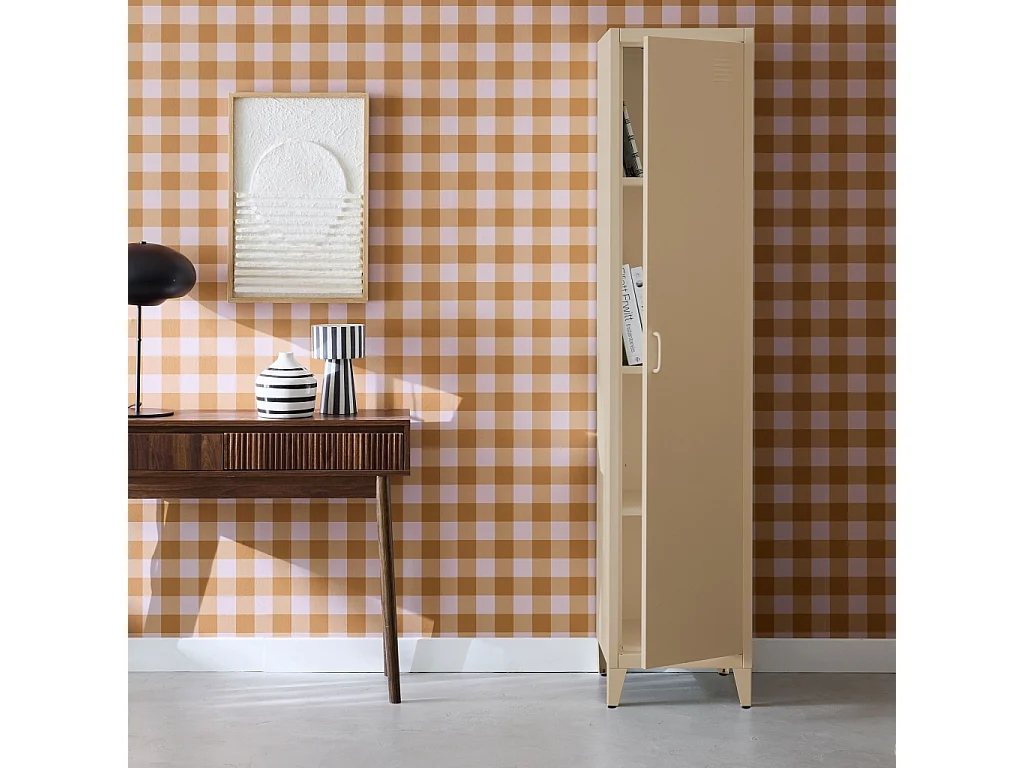 Armoire chambre en acier beige 4 espaces de rangement. casier