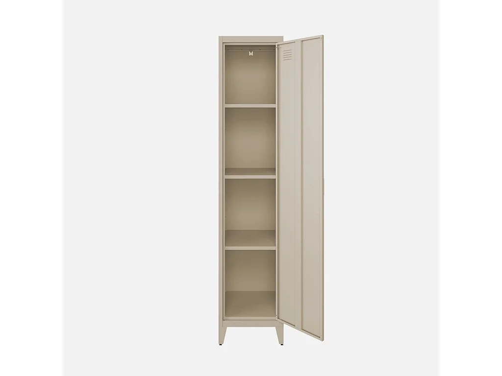 Armoire chambre en acier beige 4 espaces de rangement. casier