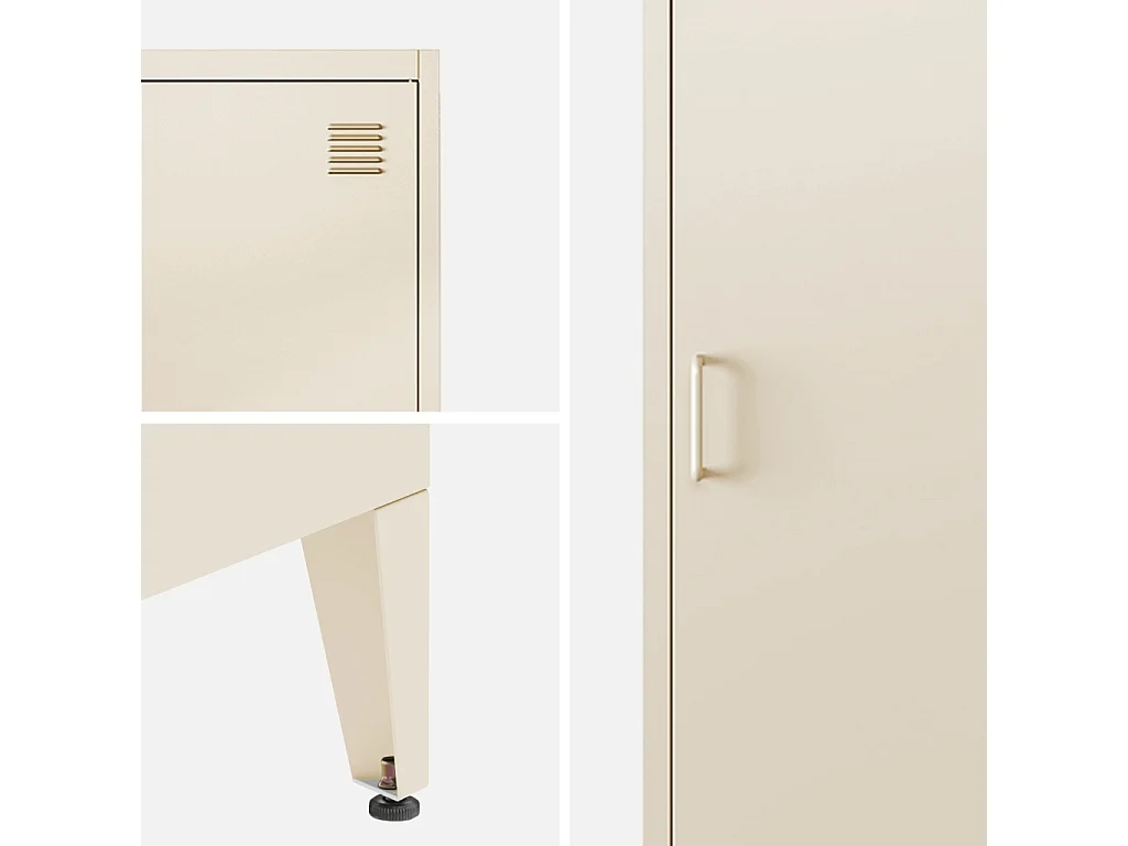 Armoire chambre en acier beige 4 espaces de rangement. casier