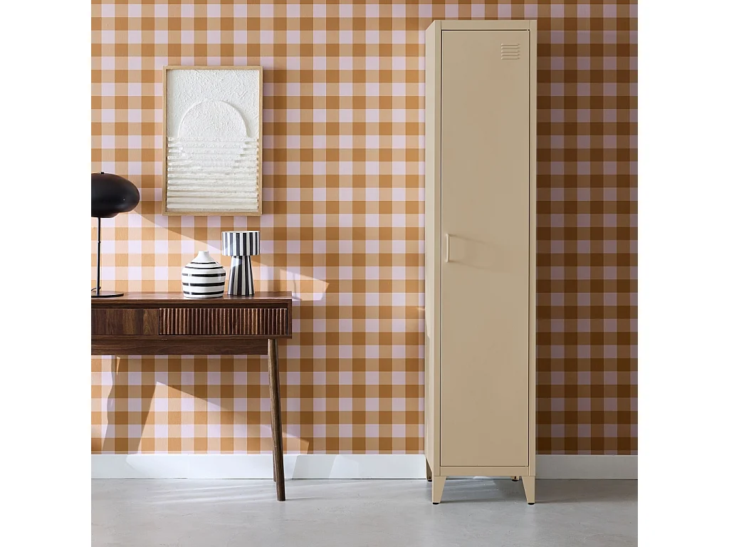 Armoire chambre en acier beige 4 espaces de rangement. casier