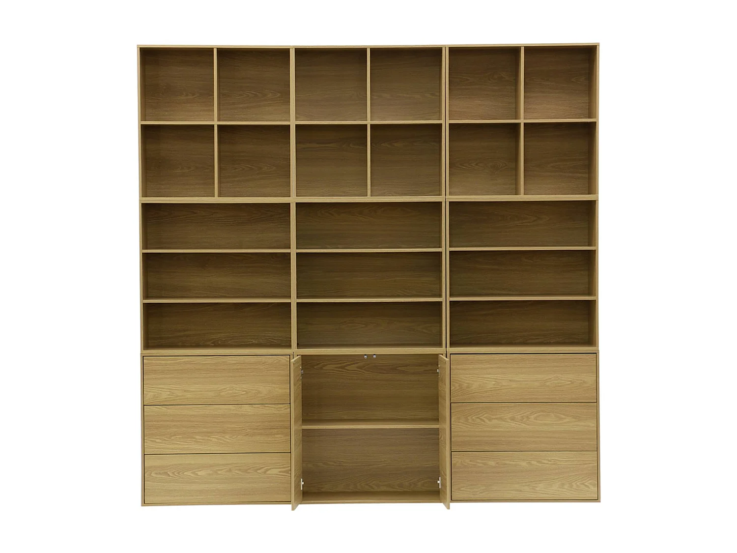 Kit étagère. bibliothèque décor bois chêne 9 éléments 100% modulable L 210 x P 35 x H 210cm - Kompo