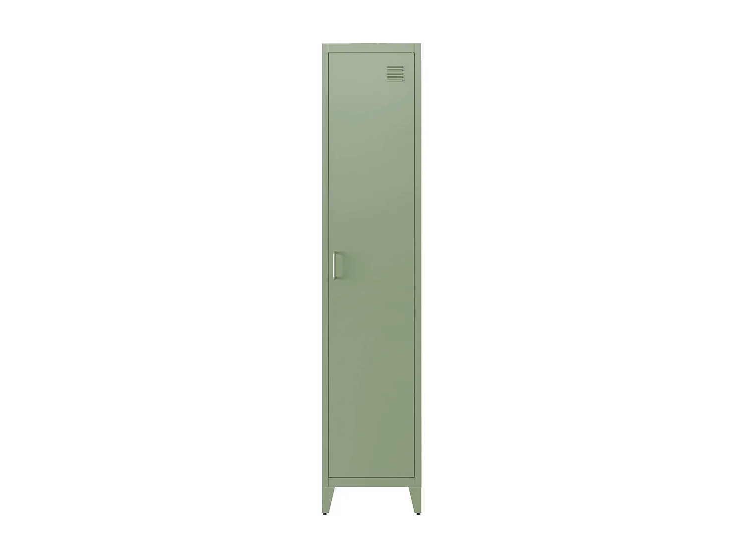 Armoire chambre en acier vert clair. 4 espaces de rangement. casier