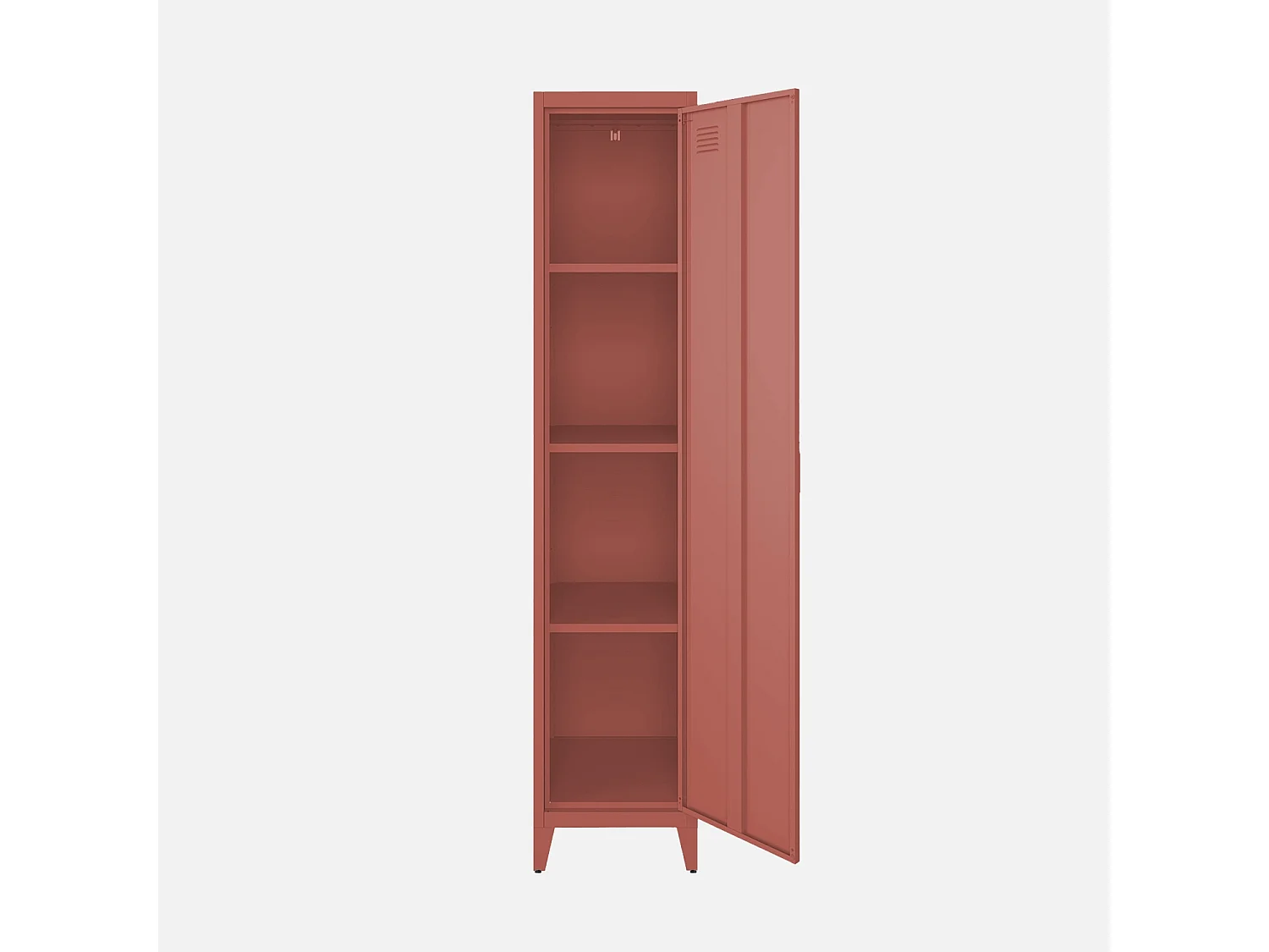 Armoire chambre en acier terracotta 4 espaces de rangement. casier