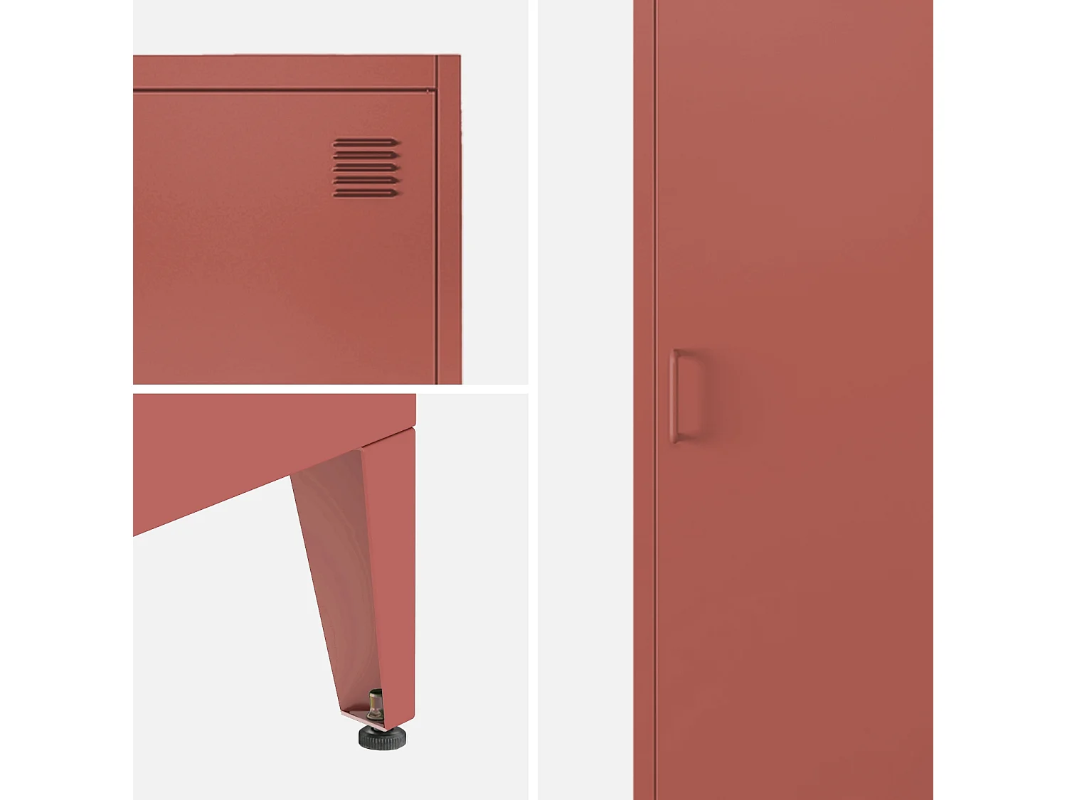 Armoire chambre en acier terracotta 4 espaces de rangement. casier