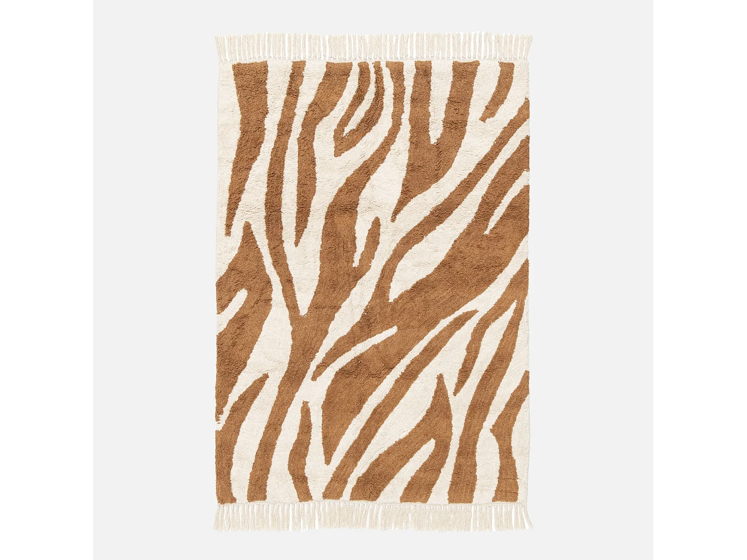 Alfombra interior con flecos motivo cebra marrón