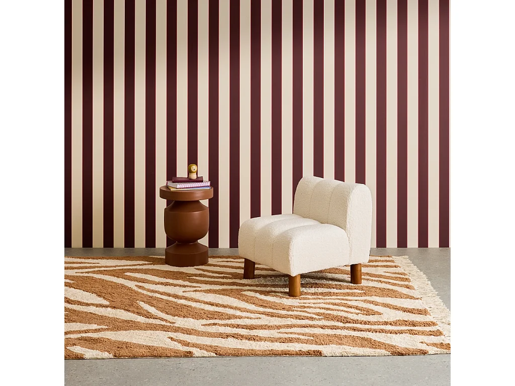 Tapis intérieur coton motif zébré brique avec franges Josh 160x230cm