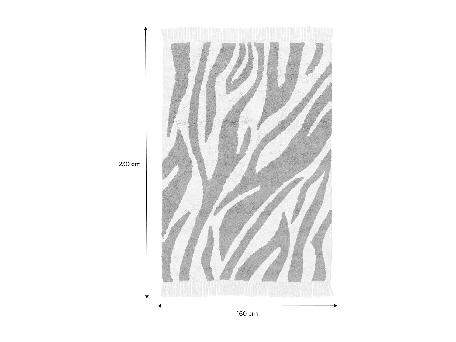Tapis intérieur coton motif zébré brique avec franges Josh 160x230cm