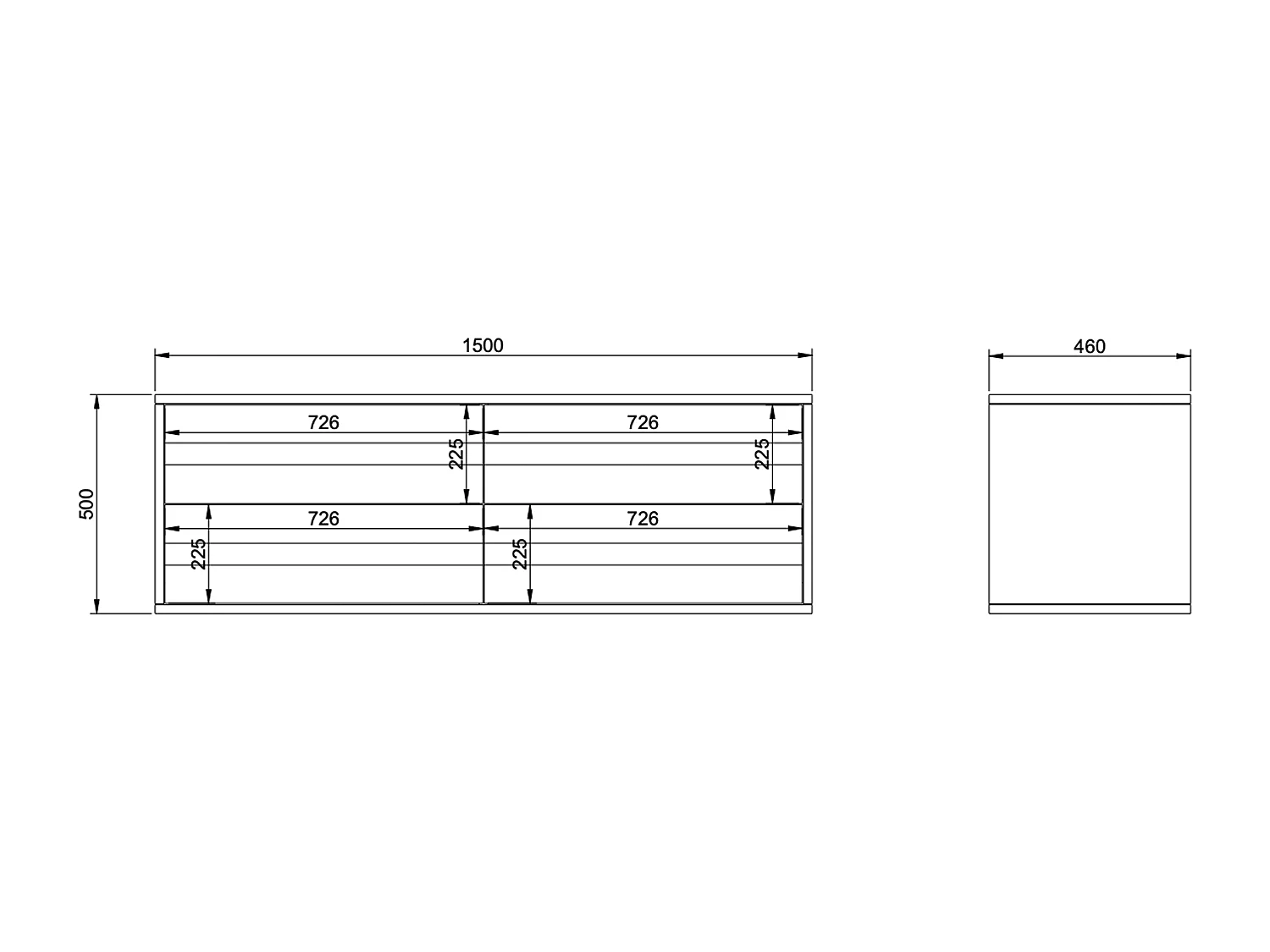 Móvel de casa de banho suspenso em carvalho maciço com lavatório duplo quadrado de pousar quadrada e coluna - Natural claro - 150 cm - SARLO