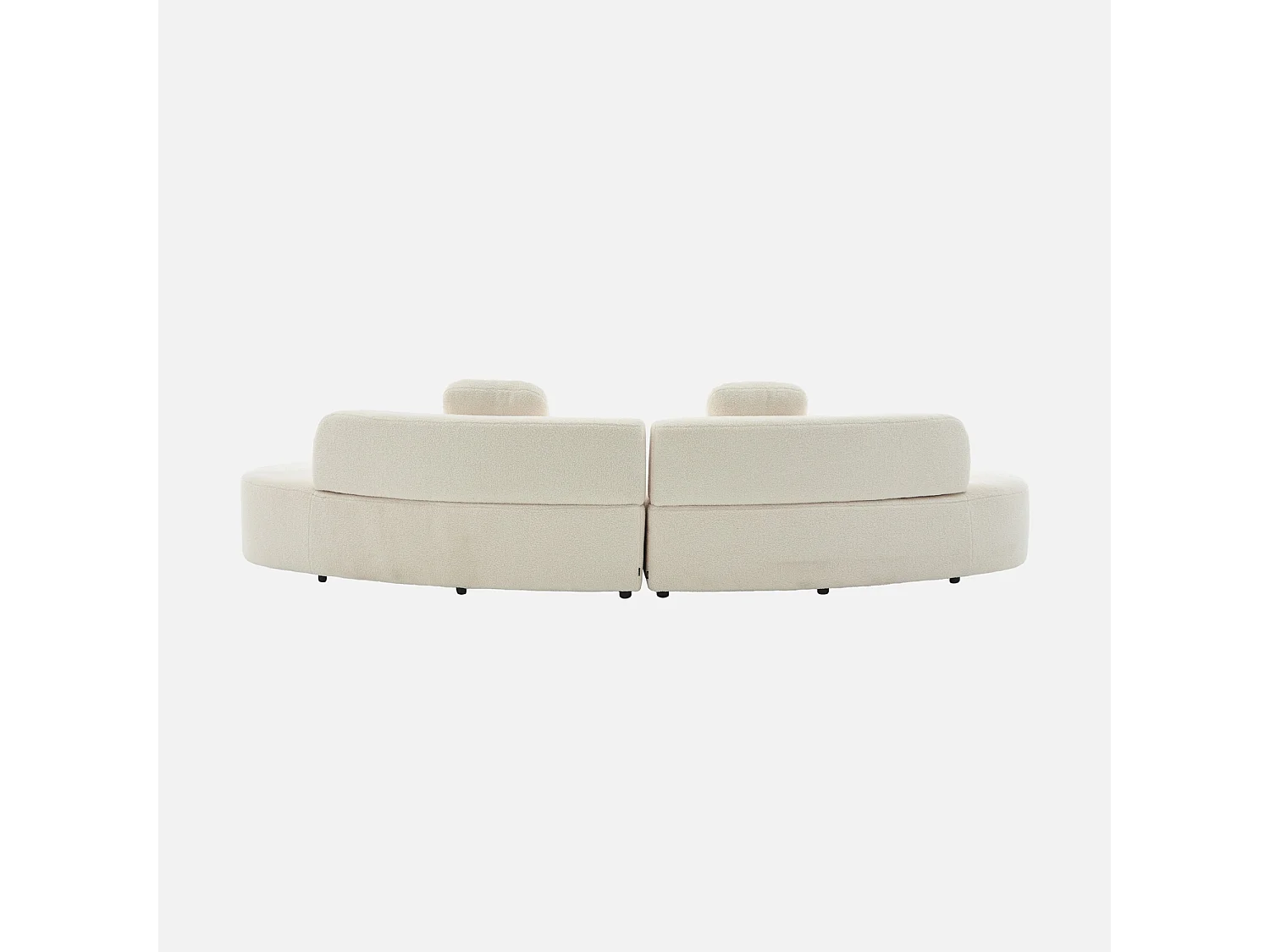 Divano virgola organico in tessuto bouclé, 5 posti, crema