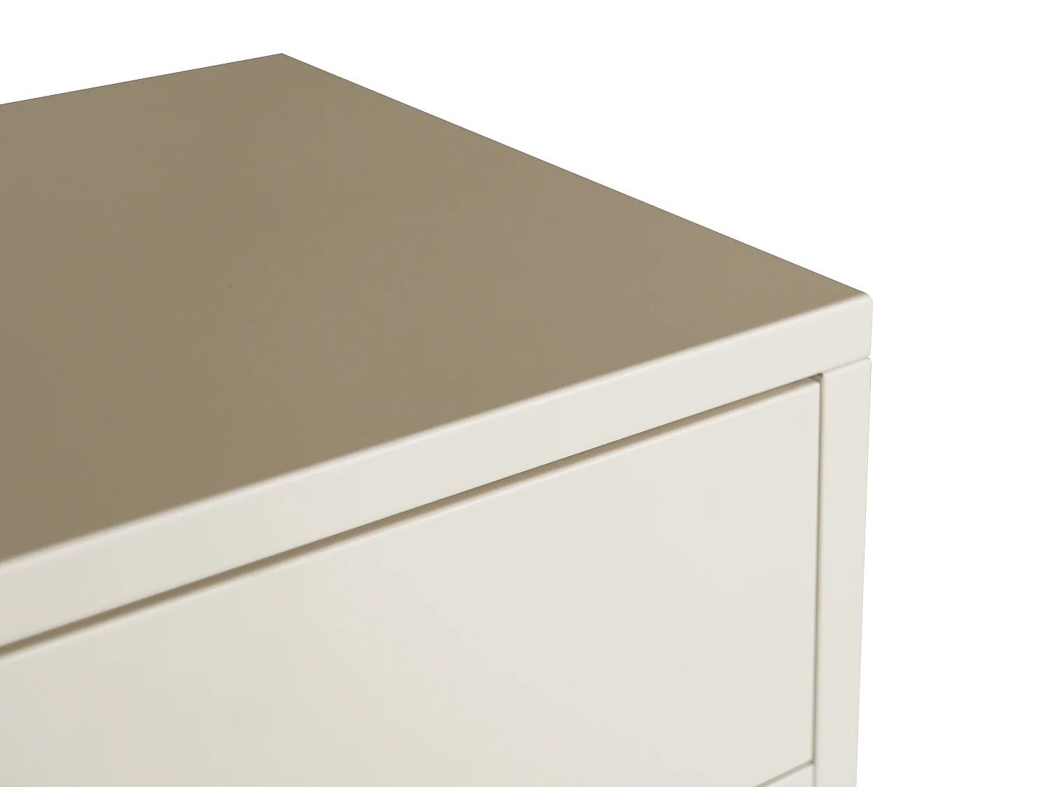 Meuble TV avec 2 portes et 2 tiroirs en métal et verre trempé cannelé - Beige et doré - ZAVEYRA
