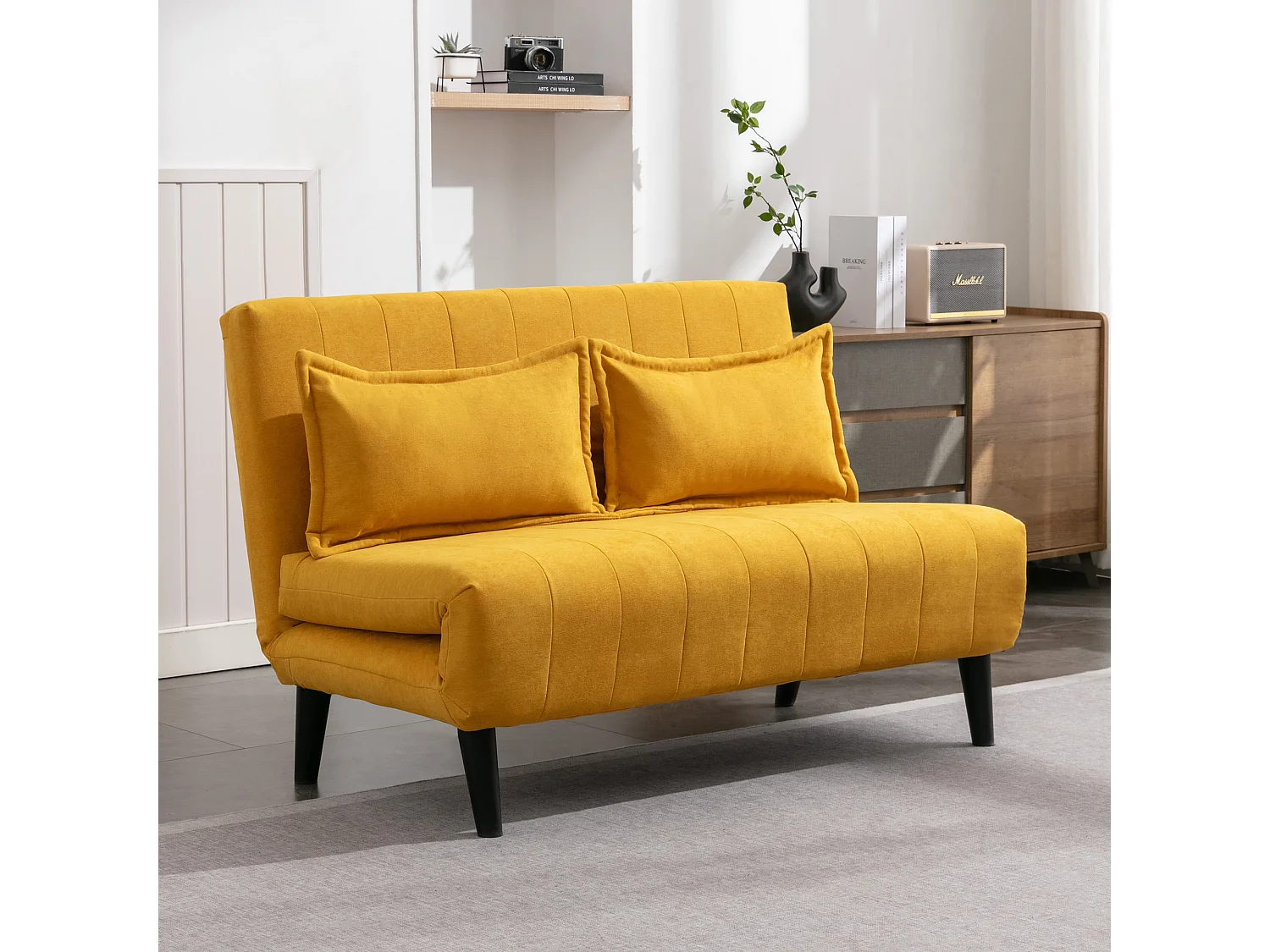 Harper 2 Seater Folding Clic Clac Fabric Lounge Futon Sofa Bed