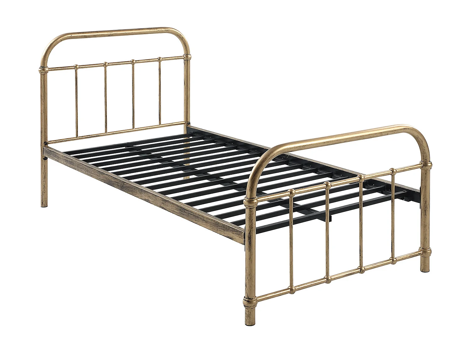 Tewin Vintage Hospital Style Metal Bed Frame w 25cm Deep Pocket Memory Foam Mattress
