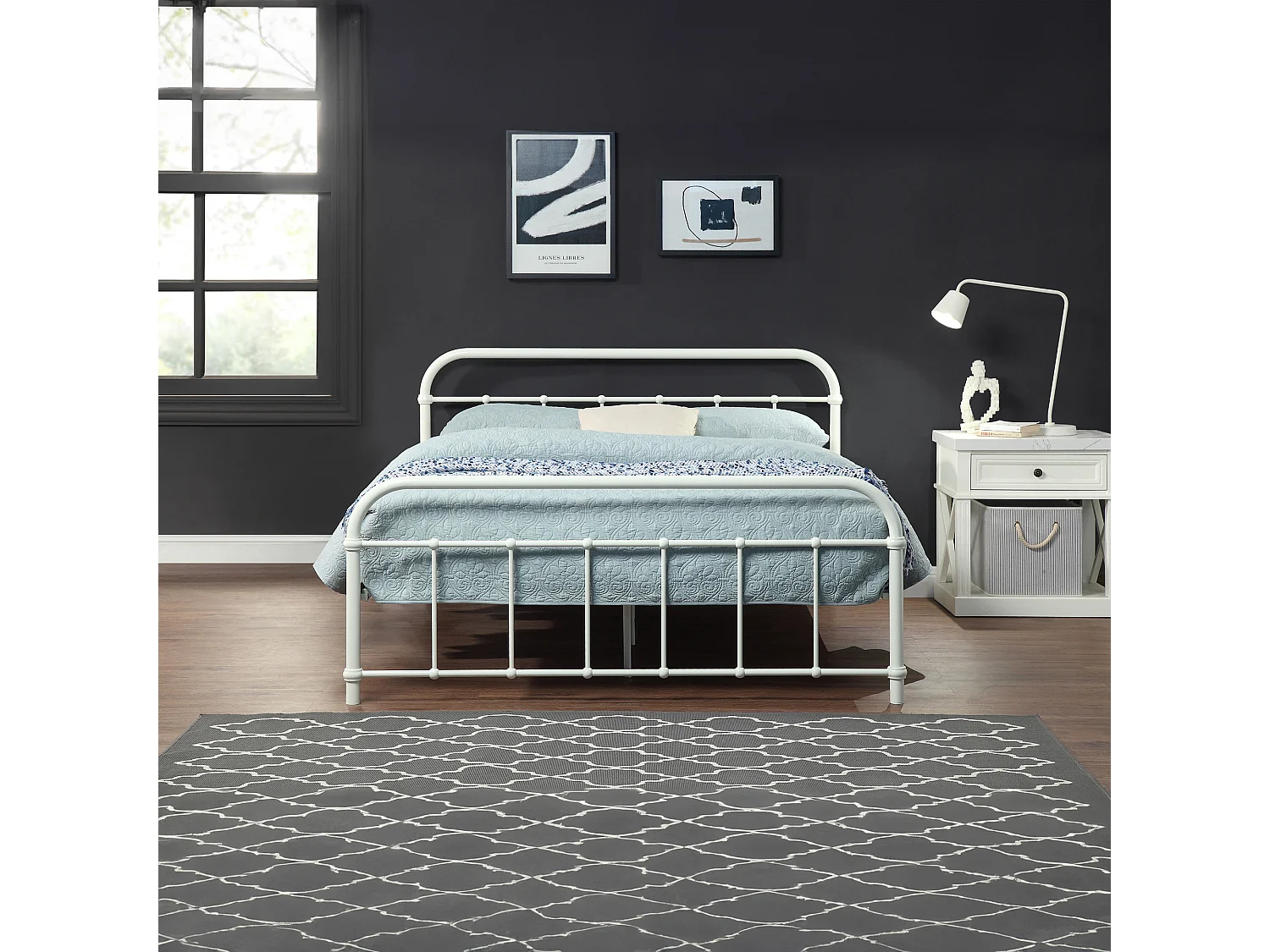 Tewin Vintage Hospital Style Metal Bed Frame w 25cm Deep Pocket Memory Foam Mattress