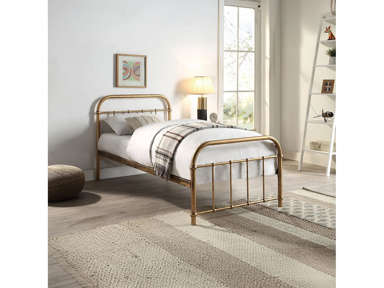 Tewin Vintage Hospital Style Metal Bed Frame w 15cm Comfort Foam Mattress