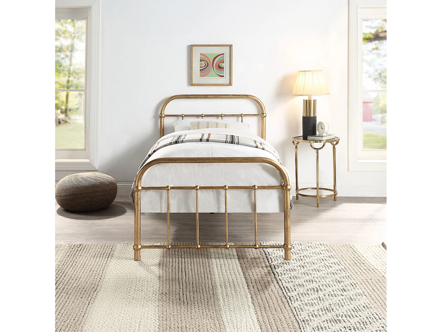 Tewin Vintage Hospital Style Metal Bed Frame w 15cm Comfort Foam Mattress