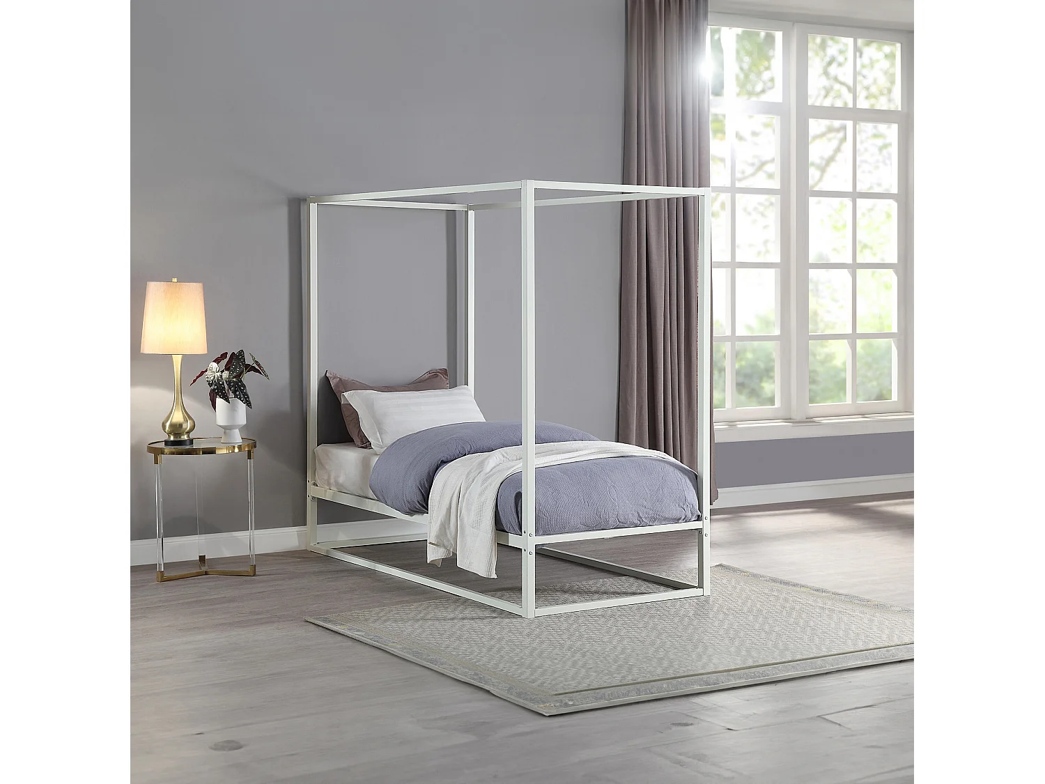 Ashwell Modern Four 4 Poster Metal Bed Frame