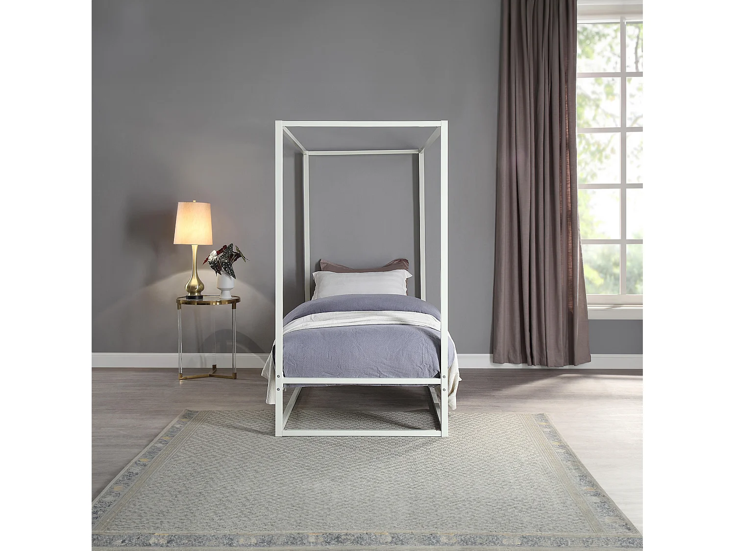 Ashwell Modern Four 4 Poster Metal Bed Frame