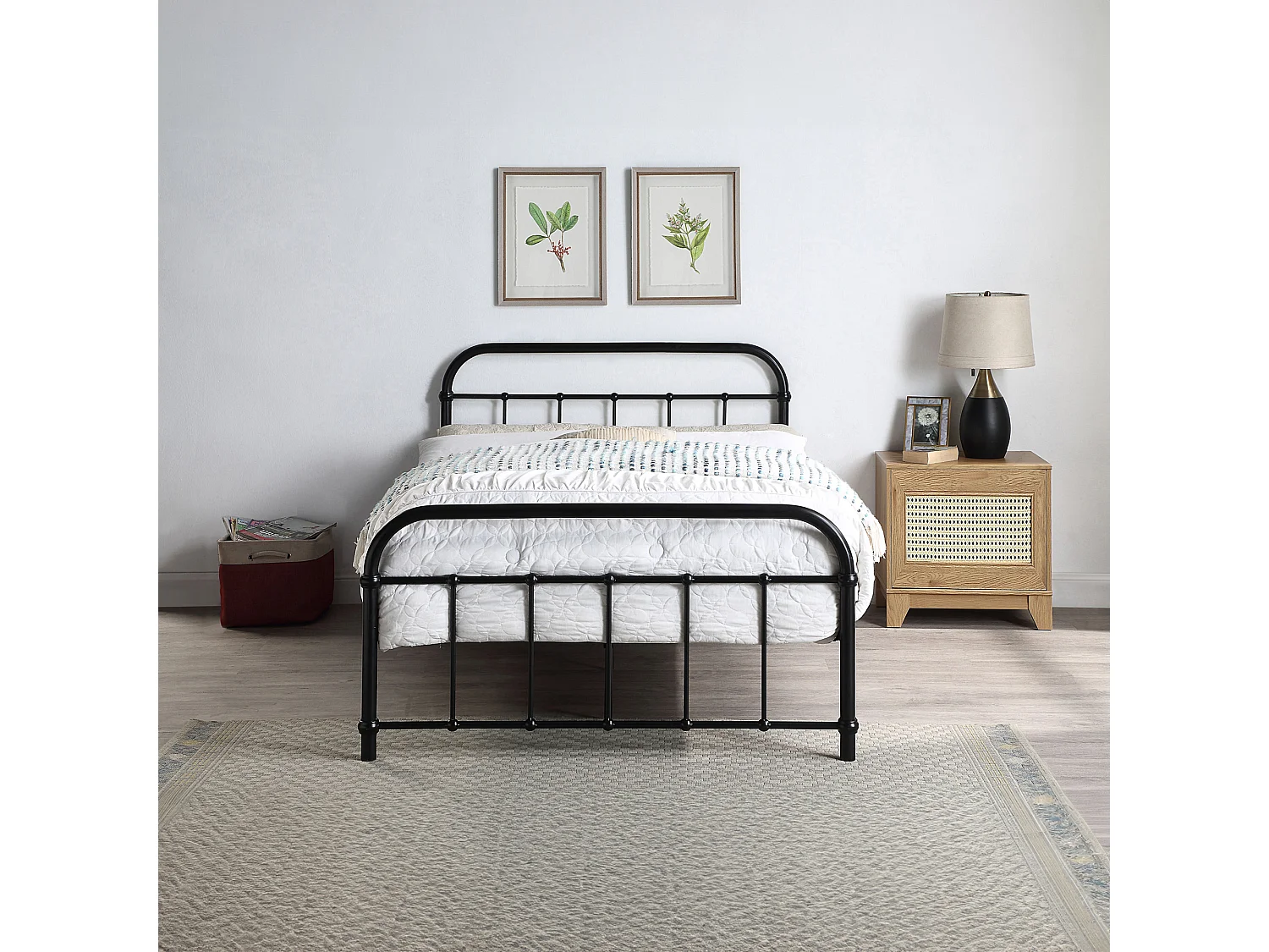Tewin Vintage Hospital Style Metal Bed Frame w 25cm Deep Pocket Memory Foam Mattress