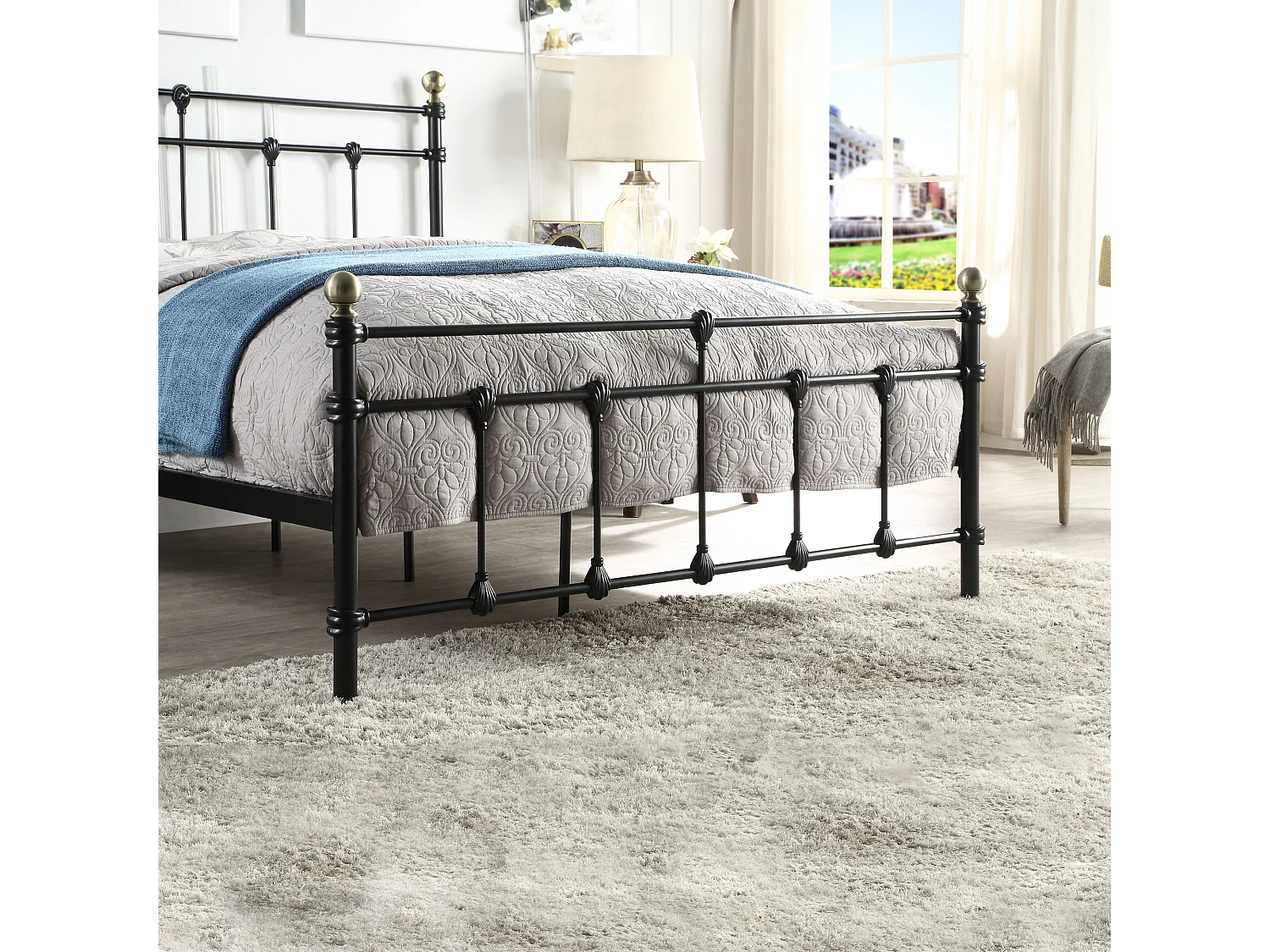 Bayford Traditional Vintage Style Metal Bed Frame w 15cm Comfort Foam Mattress
