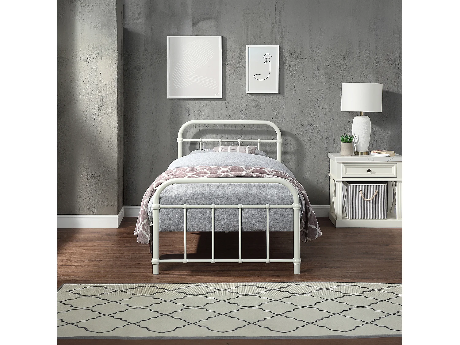 Tewin Vintage Hospital Style Metal Bed Frame w 25cm Deep Pocket Memory Foam Mattress