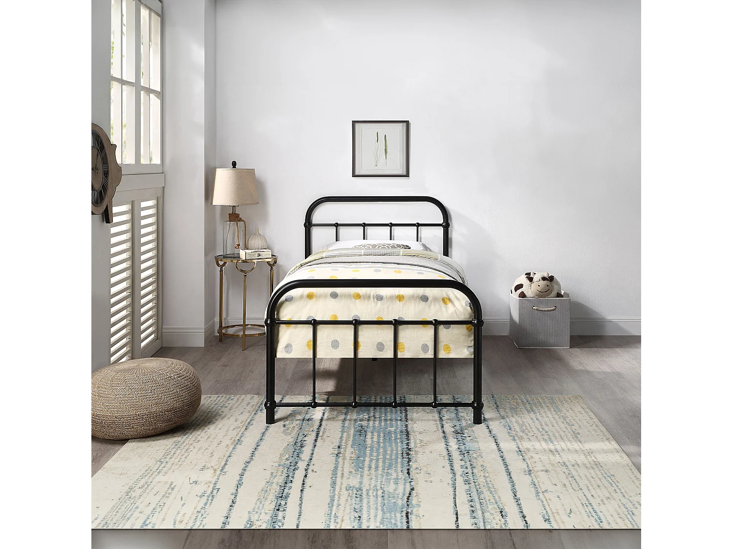Tewin Vintage Hospital Style Metal Bed Frame w 15cm Comfort Foam Mattress