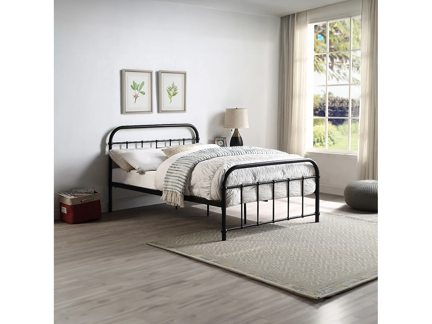 Tewin Vintage Hospital Style Metal Bed Frame w 25cm Deep Pocket Memory Foam Mattress