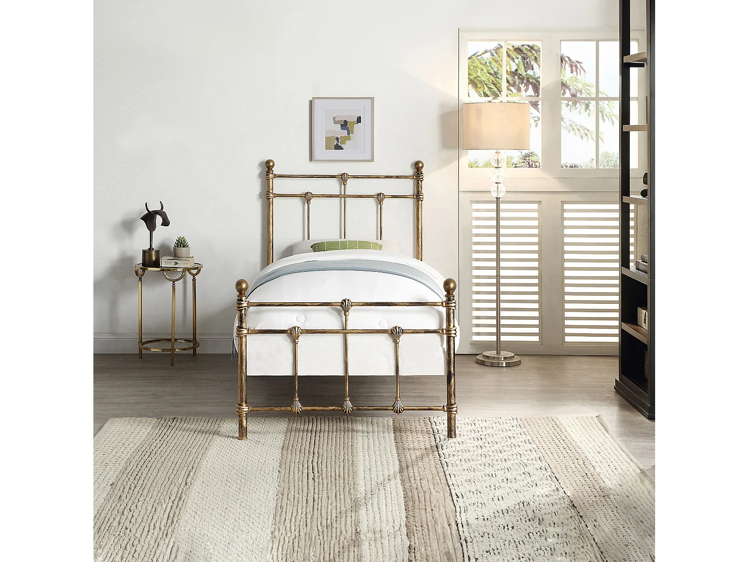 Bayford Traditional Vintage Style Metal Bed Frame w 20cm Deep Pocket Comfort Foam Mattress