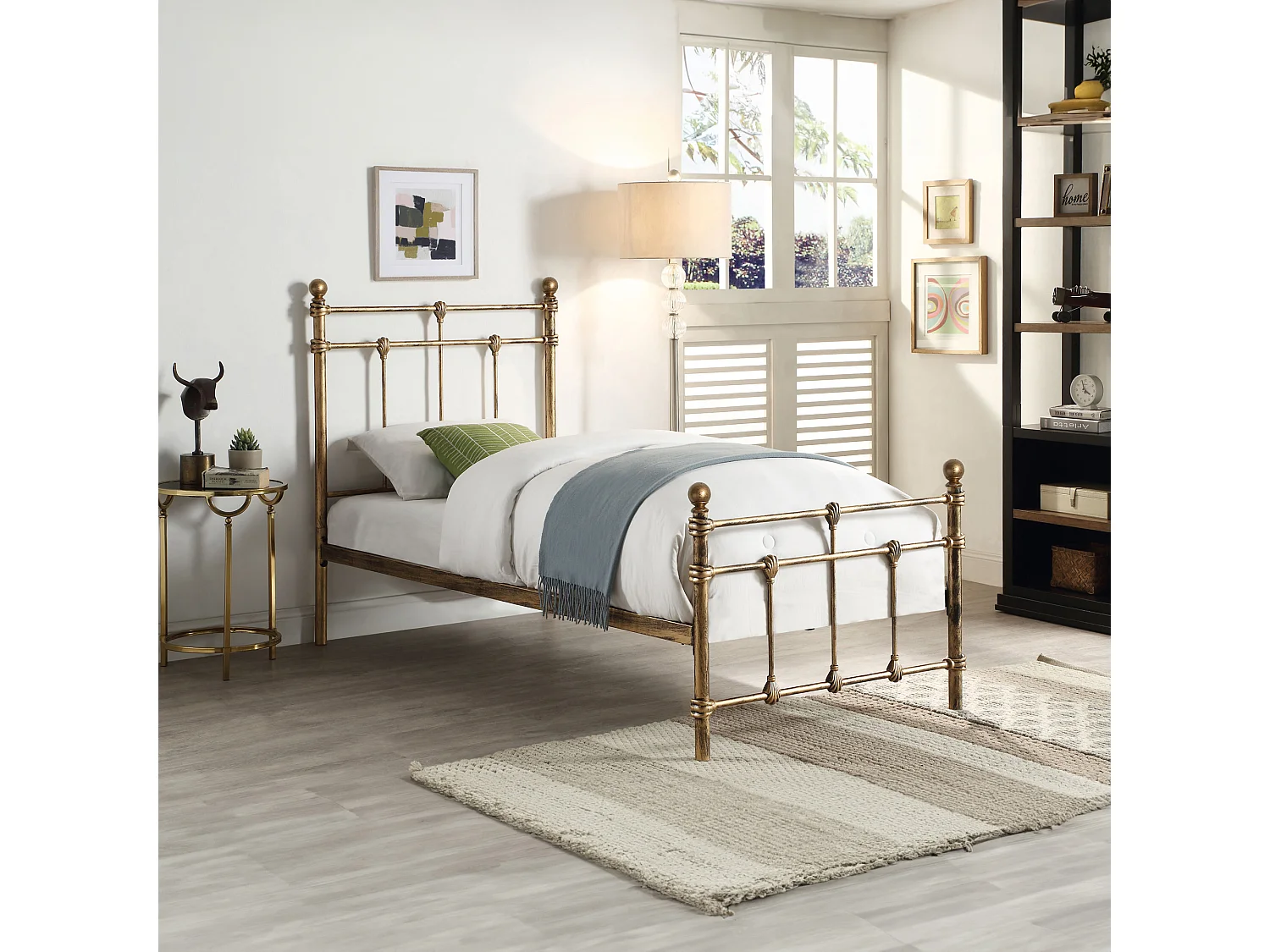 Bayford Traditional Vintage Style Metal Bed Frame w 15cm Comfort Foam Mattress