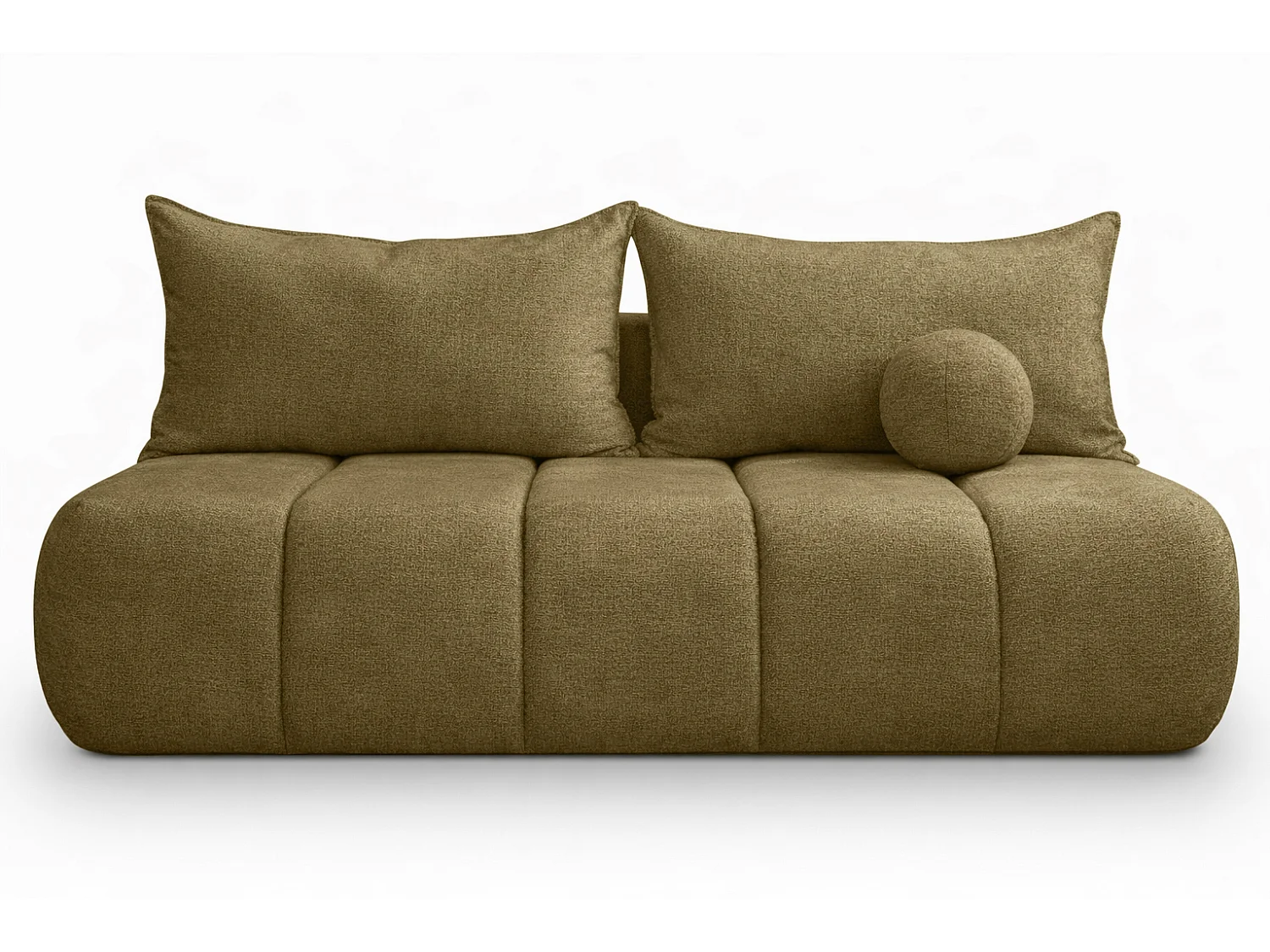 Canapé convertible avec fonction couchage et coffre de rangement, velours Monolith, Olive, PIANO