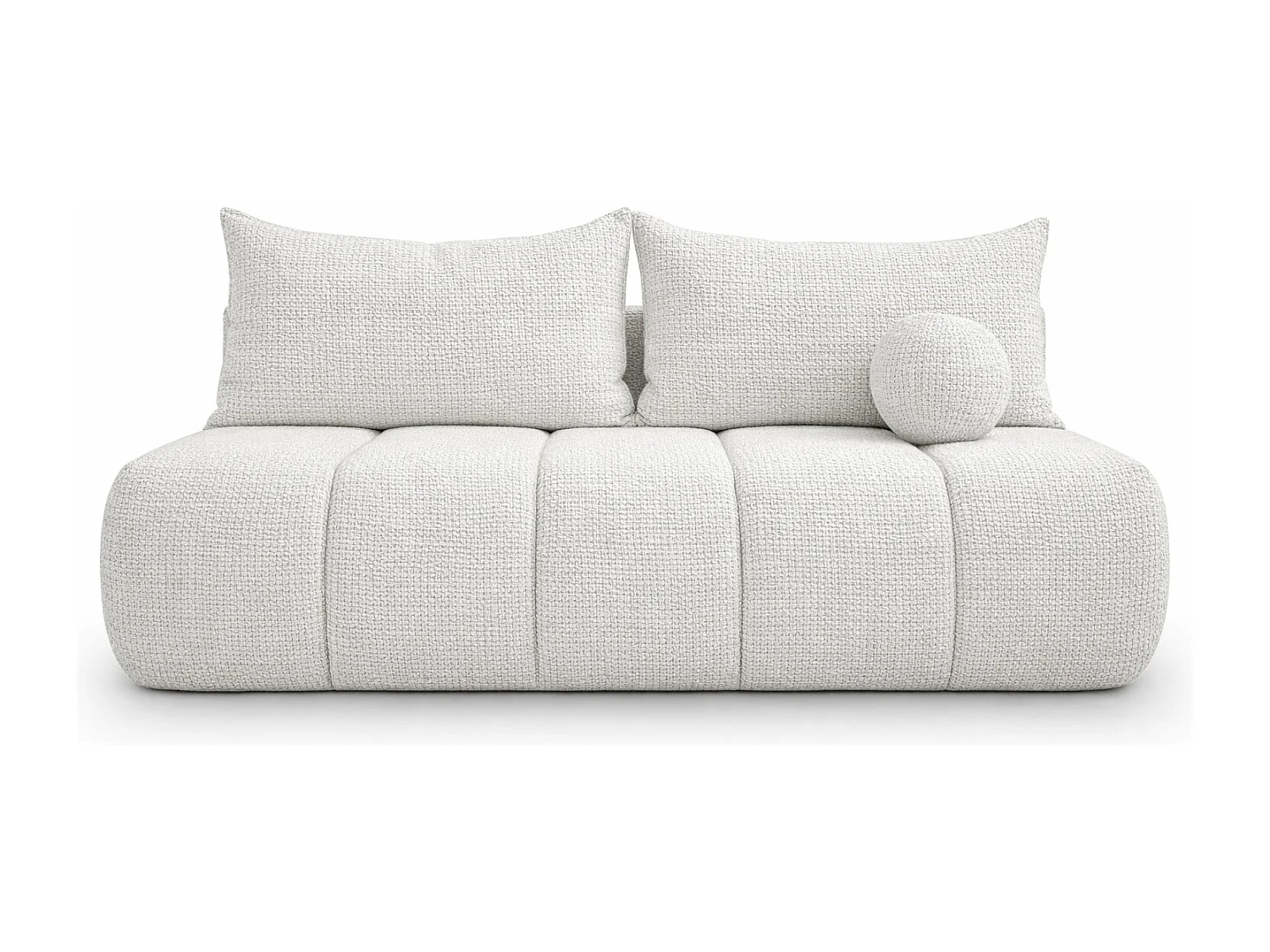 Canapé convertible avec fonction couchage et coffre de rangement, tissu chenille Flow, Ecru, PIANO