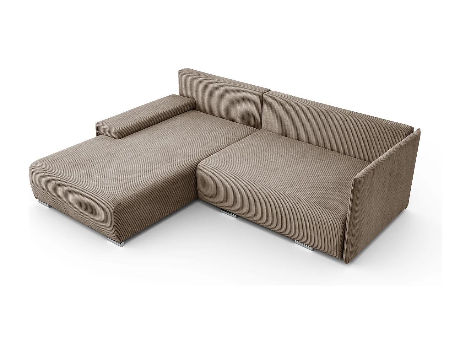 Canapé d'angle, Canapé en L, Tissu côtelé Poso, Brun clair, Gauche, Livorno L