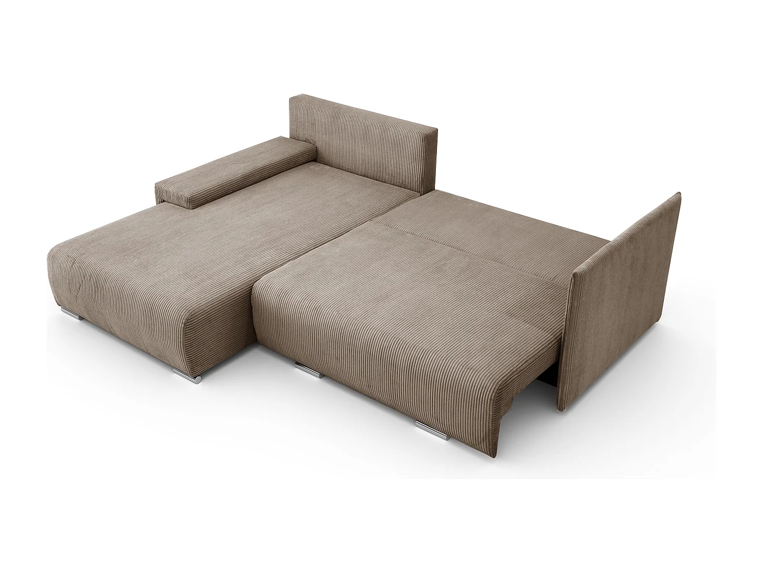 Canapé d'angle, Canapé en L, Tissu côtelé Poso, Brun clair, Gauche, Livorno L